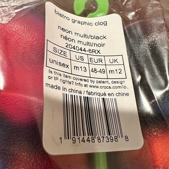 Crocs Adult Bistro Graphic Clog Work Slip Resistant Work Neon Black Mens Size 13 - Picture 10 of 10